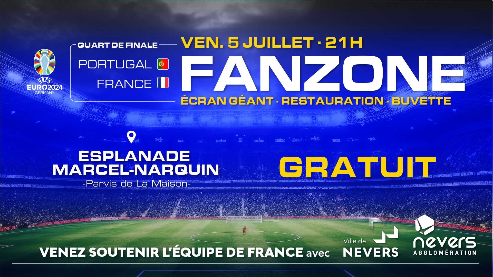 Fanzone de Nevers pour l'EURO2024 FRANCE - PORTUGAL