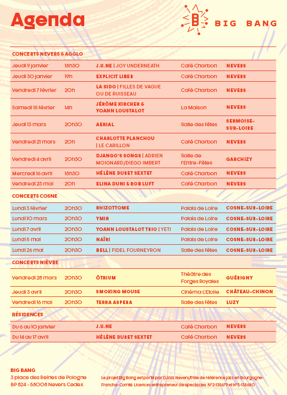 17 concerts de janvier à mai